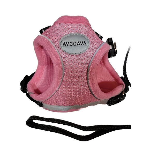New Sz XS Dog Harness Pink Step-in Lock Adjustable Air Mesh Harness & Leash - Picture 2 of 8